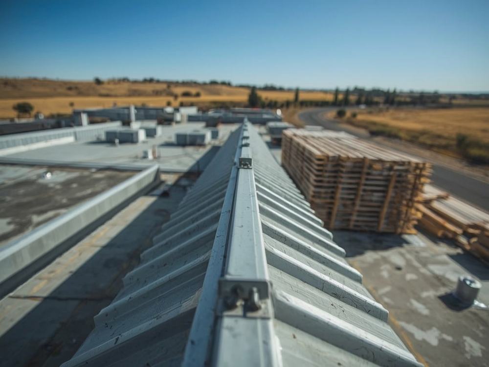 Standing seam metal roof panels showing a concealed clip and seamed ridge