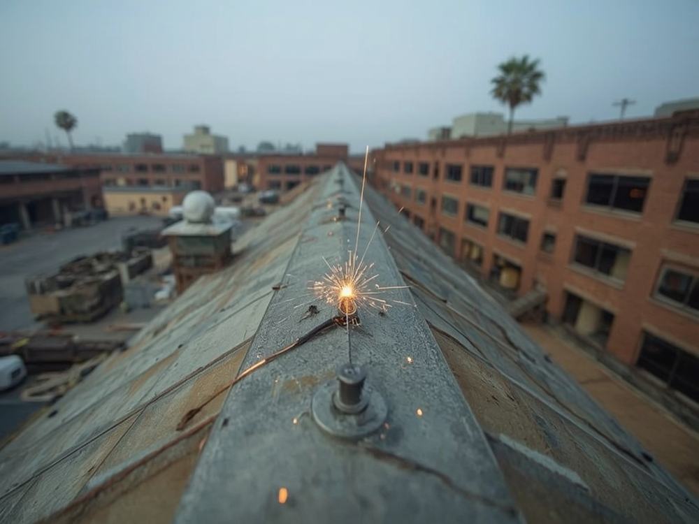 Close-up of a welded membrane seam and flashing detail on a commercial roof in Vallejo, California